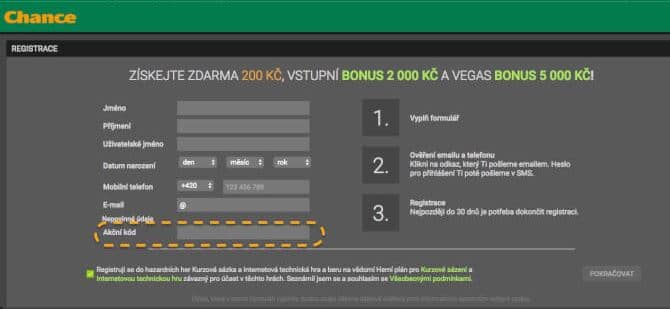 chance akční kod
